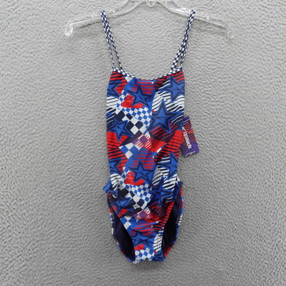 Speedo Womens Overdrive True Cobalt Star Print Pro LT One Piece Swimsuit 30 NEW